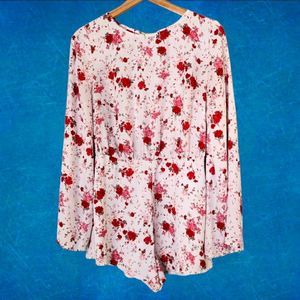 Forever 21 Sweet Romper Roses Pink Size Medium